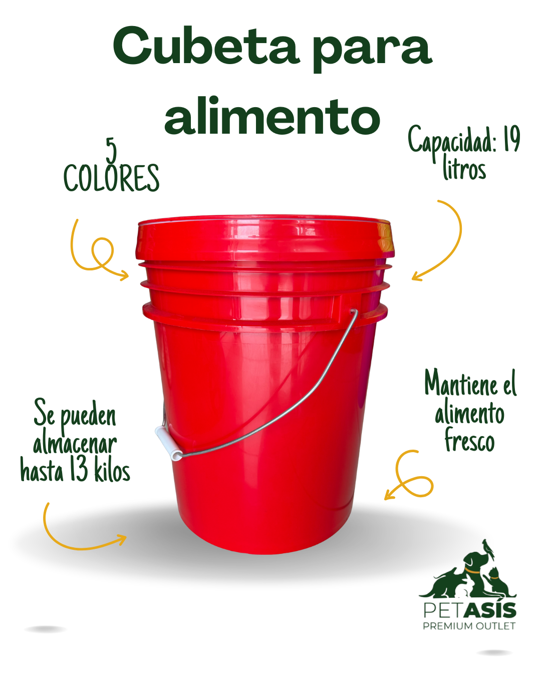Cubeta para almacenar alimento