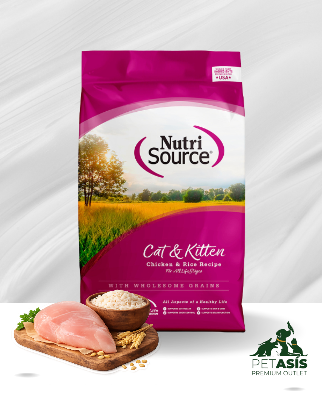 NutriSource Alimento para Gatos y Gatitos Pollo y Arroz | 5.4 kg