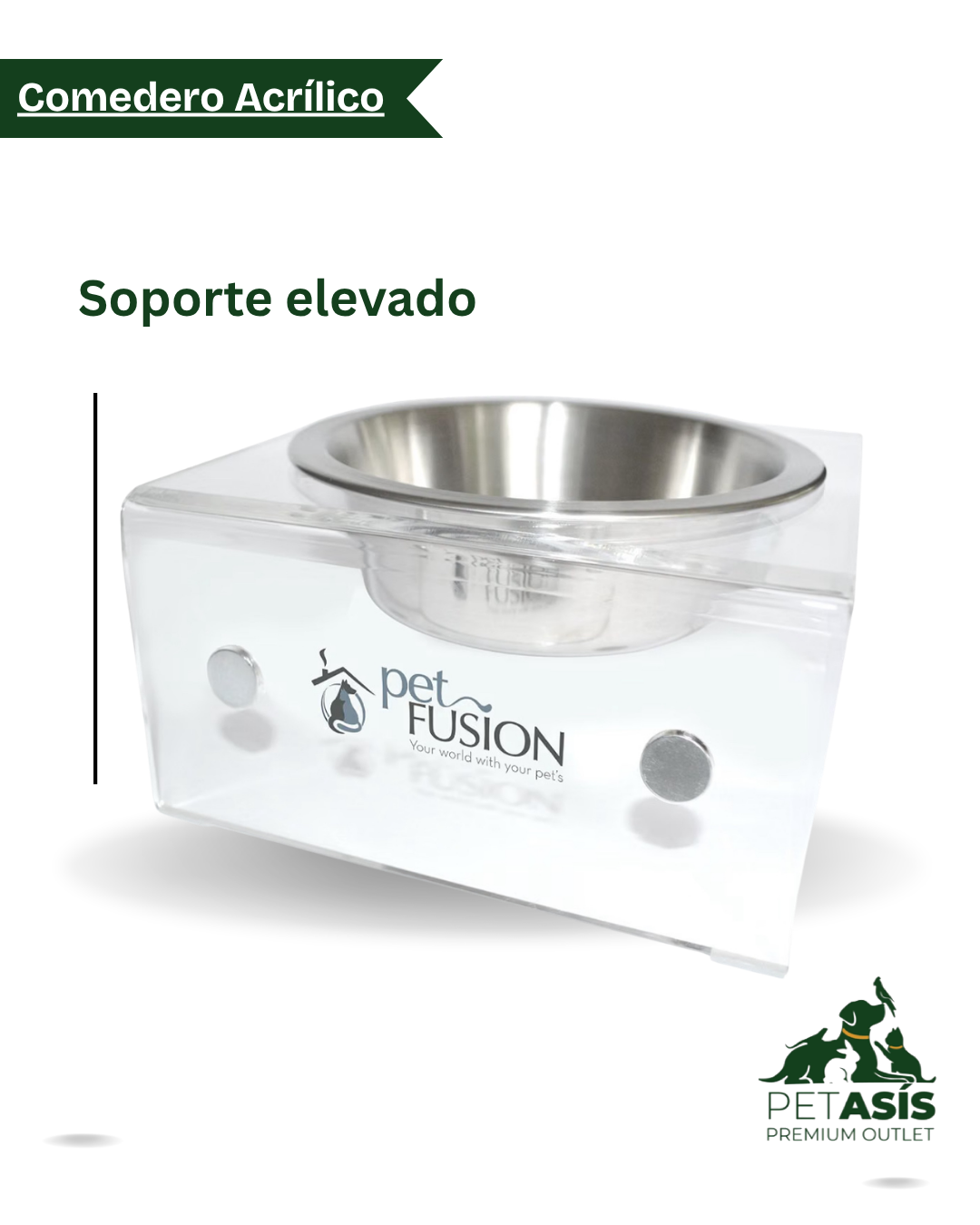 Comedero Individual Acrílico y Acero Inoxidable