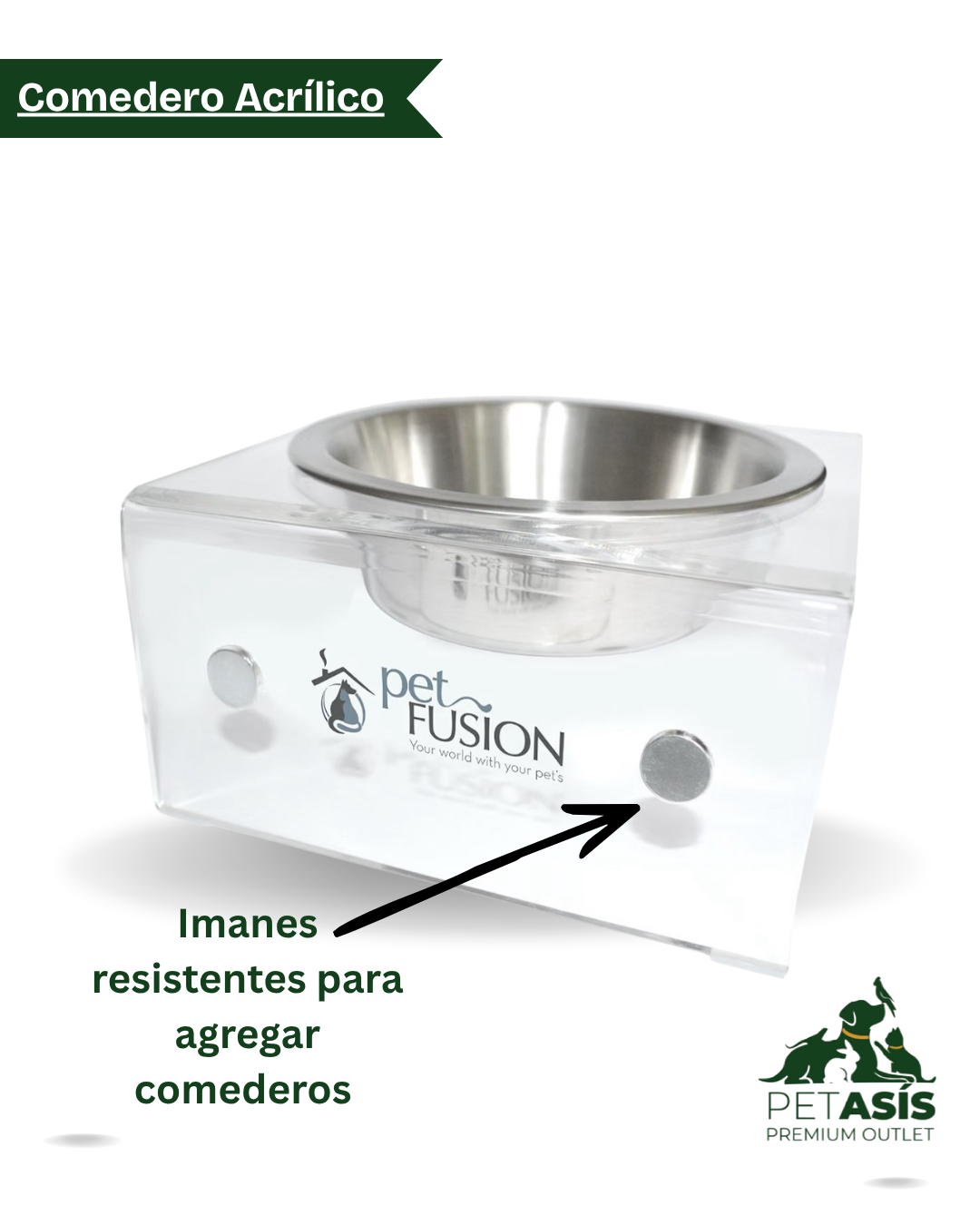 Dúo comedero acrílico con acero inoxidable